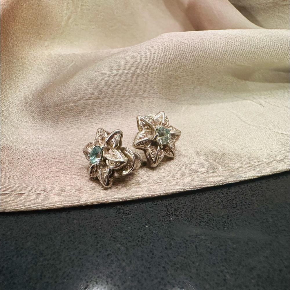 Elegant Sterling Silver Floral Earrings